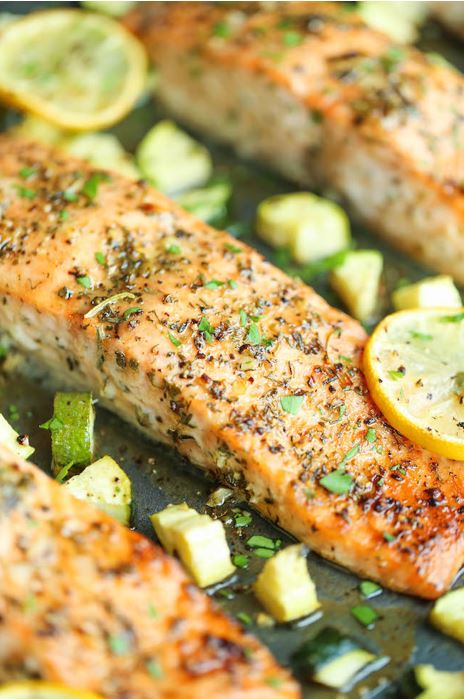 Lemon Herb Salmon and Zucchini - healthy & delicious - Oh My Health