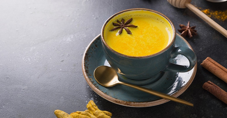 Turmeric has many health benefits and the golden yellow colour of this delicious creamy tea come from curcumin in the tumeric.