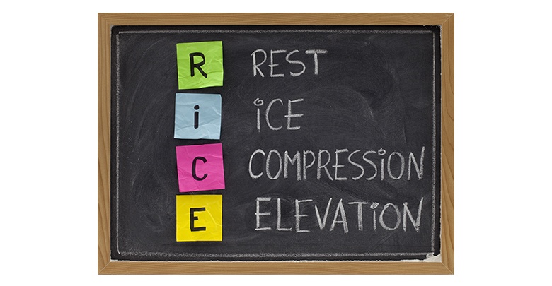 R.I.C.E injury treatment consists of Rest, Ice, Compression and Elevation